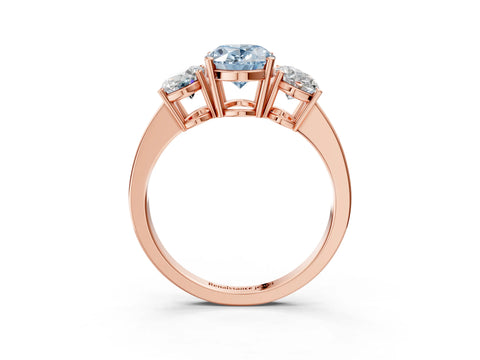 Rose gold Three-Stone Fancy Blue Oval Cut Cut Diamond Engagement Ring with Flat Band and Four-Prong Setting_15