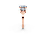 Rose gold Three-Stone Fancy Blue Oval Cut Cut Diamond Engagement Ring with Flat Band and Four-Prong Setting_2