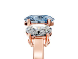 Rose gold Three-Stone Fancy Blue Oval Cut Cut Diamond Engagement Ring with Flat Band and Four-Prong Setting_5