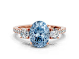 Rose gold Three-Stone Fancy Blue Oval Cut Cut Diamond Pavé Band with Prong Setting_38