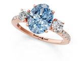 Rose gold Three-Stone Fancy Blue Oval Cut Cut Diamond Pavé Band with Prong Setting_39
