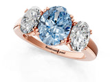 Rose gold Three-Stone Fancy Blue Oval Cut Cut Diamond Ring with Channel Set Band and Four-Prong Setting_25