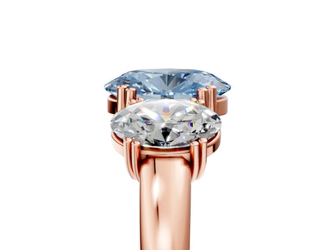 Rose gold Three-Stone Fancy Blue Oval Cut Cut Diamond Ring with Channel Set Band and Four-Prong Setting_5