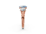 Rose gold Three-Stone Fancy Blue Oval Cut Cut Diamond Ring with Channel-Set Band and Prong Setting_2