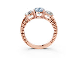 Rose gold Three-Stone Fancy Blue Oval Cut Cut Diamond Ring with Channel-Set Band and Prong Setting_3
