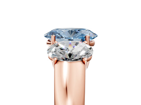 Rose gold Three-Stone Fancy Blue Oval Cut Cut Diamond Ring with Prong Setting and Classic Band_5