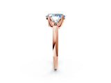 Rose gold Three-Stone Fancy Blue Oval Cut Cut Diamond Ring with Trillion Side Stones and Four-Prong Setting_5