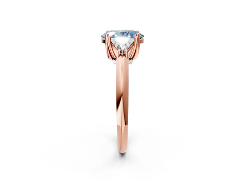 Rose gold Three-Stone Fancy Blue Oval Cut Cut Diamond Ring with Trillion Side Stones and Four-Prong Setting_5