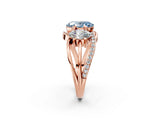 Rose gold Three-Stone Fancy Blue Oval Cut Cut Diamond Split Shank Prong Set Ring_2