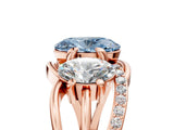 Rose gold Three-Stone Fancy Blue Oval Cut Cut Diamond Split Shank Prong Set Ring_5