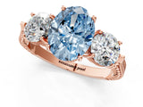 Rose gold Three-Stone Fancy Blue Oval Cut Cut Milgrain Band Prong Setting Ring_1