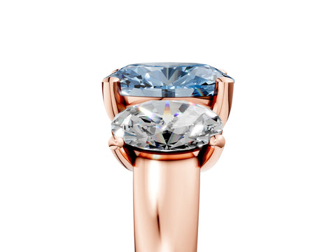 Rose gold Three-Stone Fancy Blue Oval Cut Cut Solitaire Ring with Classic Prong Setting_5