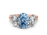 Rose gold Three-Stone Fancy Blue Oval Cut Diamond Braided Band Ring with Four-Prong Setting_40