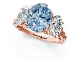 Rose gold Three-Stone Fancy Blue Oval Cut Diamond Braided Band Ring with Four-Prong Setting_41