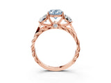 Rose gold Three-Stone Fancy Blue Oval Cut Diamond Braided Band Ring with Four-Prong Setting_43