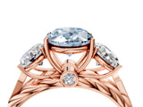 Rose gold Three-Stone Fancy Blue Oval Cut Diamond Braided Band Ring with Four-Prong Setting_44