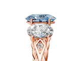 Rose gold Three-Stone Fancy Blue Oval Cut Diamond Braided Band Ring with Four-Prong Setting_45