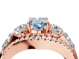 Rose gold Three-Stone Fancy Blue Oval Cut Diamond Engagement Ring with Pave Band and Prong Setting_4