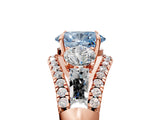 Rose gold Three-Stone Fancy Blue Oval Cut Diamond Engagement Ring with Pave Band and Prong Setting_5