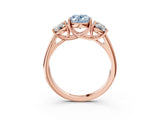 Rose gold Three-Stone Fancy Blue Oval Cut Diamond Engagement Ring with Prong Setting_6