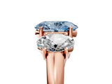 Rose gold Three-Stone Fancy Blue Oval Cut Diamond Engagement Ring with Prong Setting_8