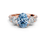 Rose gold Three-Stone Fancy Blue Oval  Cut Diamond Pavé Band with Four-Prong Setting_28