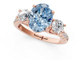 Rose gold Three-Stone Fancy Blue Oval  Cut Diamond Pavé Band with Four-Prong Setting_29