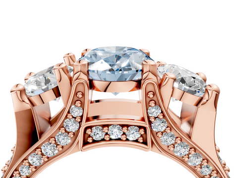 Rose gold Three-Stone Fancy Blue Oval  Cut Diamond Ring with Channel-Set Band and Four-Prong Setting_39