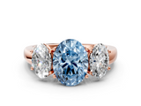 Rose gold Three-Stone Fancy Blue Oval  Cut Diamond Ring with Channel-Set Band and Four-Prong Setting_49