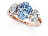 Rose gold Three-Stone Fancy Blue Oval  Cut Diamond Ring with Channel-Set Band and Four-Prong Setting_50