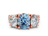 Rose gold Three-Stone Fancy Blue Oval  Cut Diamond Ring with Channel-Set Band and Four-Prong Setting_51