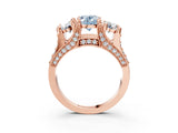 Rose gold Three-Stone Fancy Blue Oval  Cut Diamond Ring with Channel-Set Band and Four-Prong Setting_54