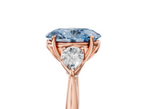 Rose gold Three-Stone Fancy Blue Oval  Cut Diamond Ring with Pear Side Stones in Four-Prong Setting_113