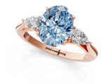 Rose gold Three-Stone Fancy Blue Oval Cut Diamond Ring with Pear  Side Stones in Four-Prong Setting_37