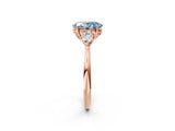 Rose gold Three-Stone Fancy Blue Oval Cut Diamond Ring with Pear  Side Stones in Four-Prong Setting_38