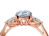 Rose gold Three-Stone Fancy Blue Oval Cut Diamond Ring with Pear  Side Stones in Four-Prong Setting_40