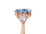 Rose gold Three-Stone Fancy Blue Oval Cut Diamond Ring with Pear  Side Stones in Four-Prong Setting_41