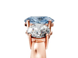 Rose gold Three-Stone Fancy Blue Oval Cut Diamond Ring with Round Side Stones, Classic Band, and Four-Prong Setting_5