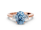 Rose gold Three-Stone Fancy Blue Oval  Cut Diamond Solitaire with Prong Setting and Classic Band_28