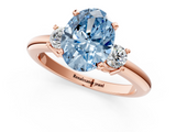 Rose gold Three-Stone Fancy Blue Oval  Cut Diamond Solitaire with Prong Setting and Classic Band_29