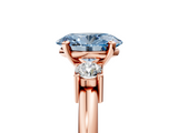 Rose gold Three-Stone Fancy Blue Oval  Cut Diamond Solitaire with Prong Setting and Classic Band_33