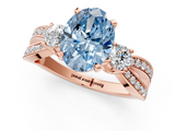 Rose gold Three-Stone Fancy Blue Oval  Cut Diamond Twist Band with Prong Setting_35