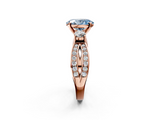 Rose gold Three-Stone Fancy Blue Oval  Cut Diamond Twist Band with Prong Setting_36
