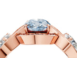 Rose gold Three-Stone Fancy Blue Oval Cut Diamond Wave Pave Band with Prong Setting_4