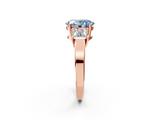 Rose gold Three-Stone Fancy Blue Oval  Cut Solitaire Ring with Prong Setting_5