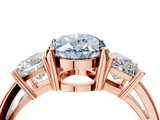 Rose gold Three-Stone Fancy Blue Oval  Cut Solitaire Ring with Prong Setting_7