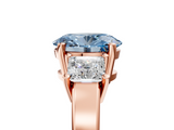 Rose gold Three-Stone Fancy Blue Oval  Cut Solitaire Ring with Prong Setting_8