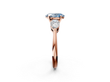 Rose gold Three-Stone Fancy Blue Oval  Diamond Ring with Pear Side Stones in Four-Prong Setting_44