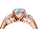 Rose gold Three-Stone Fancy Blue Oval  Diamond Ring with Pear Side Stones in Four-Prong Setting_46