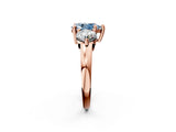 Rose gold Three-Stone Fancy Blue Pear  Brilliant Cut Solitaire Ring with Prong Setting on a Classic Band 3